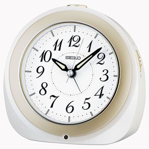 画像1: SEIKO[セイコー]　セイコークロック　KR336W　電波置き時計　「夜でも見える」自動点灯目ざまし時計 アラームのON・OFFがライトの色で分かります　正規品