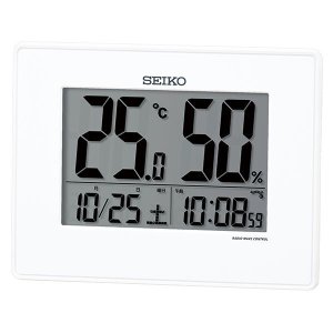 画像1: SEIKO[セイコー] セイコークロック　SQ798W　温度・湿度表示付　電波クロック　電子音アラーム　正規品