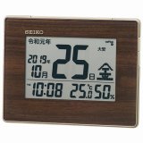 SEIKO[セイコー] セイコークロック　SQ442B　新元号「令和」と西暦を同時に表示 カレンダー　電波クロック　温湿度表示　電子音アラーム　正規品