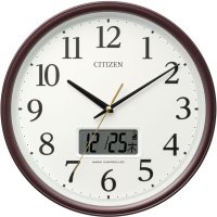 RHYTHM[リズム]　シチズン CITIZEN　8FYA05-006　電波掛け時計　温度 湿度 カレンダー 　連続秒針　 茶メタリック色　 正規品