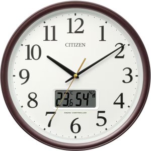 画像2: RHYTHM[リズム]　シチズン CITIZEN　8FYA05-006　電波掛け時計　温度 湿度 カレンダー 　連続秒針　 茶メタリック色　 正規品