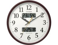 RHYTHM[リズム]　シチズン CITIZEN　8FYA06-006　電波掛け時計 　温度 湿度 　カレンダー 　連続秒針　 茶メタリック色　 正規品
