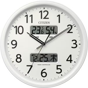 画像1: RHYTHM[リズム]　シチズン CITIZEN　8FYA06-003　電波掛け時計 　温度 湿度 　カレンダー 　連続秒針　 白色　 正規品 (1)